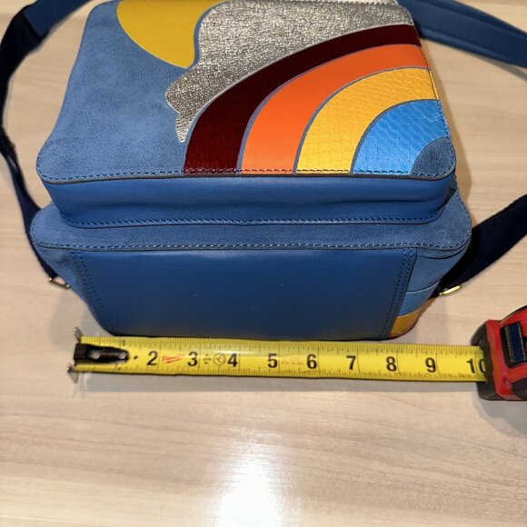 Anya Hindmarch Silver Cloud Blue Suede Mini Backpack - Picture 2 of 16